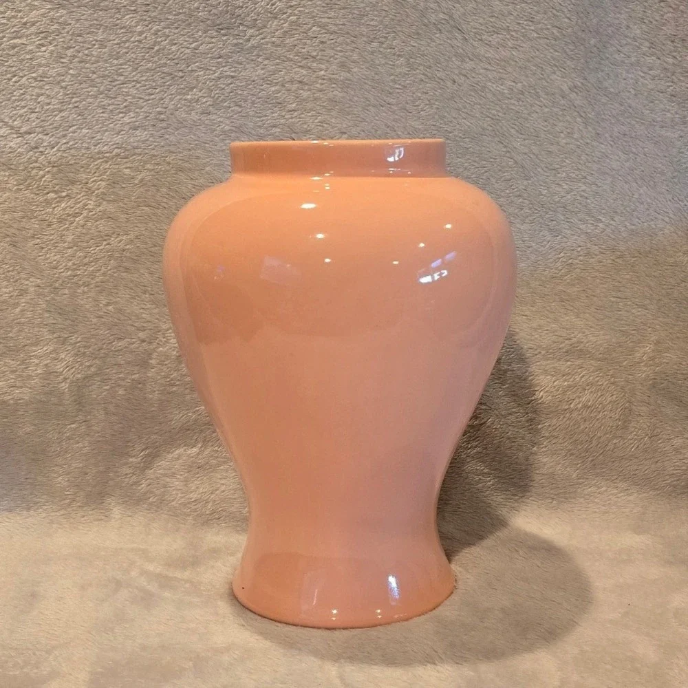 Vintage 1984 Haeger Potteries 4090‎ Peach Pink Glossy Ceramic Urn Vase USA 9